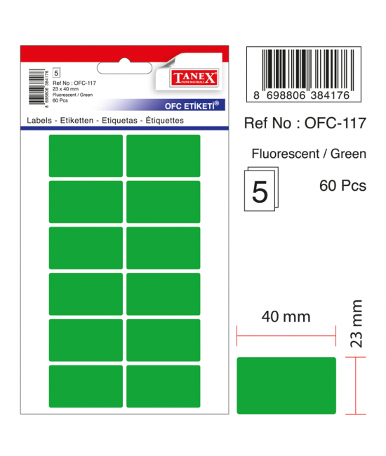 Tanex Ofc-117 Flo Yeşil Ofis Etiketi