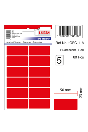 Tanex Ofc-118 Flo Kırmızı Ofis Etiketi