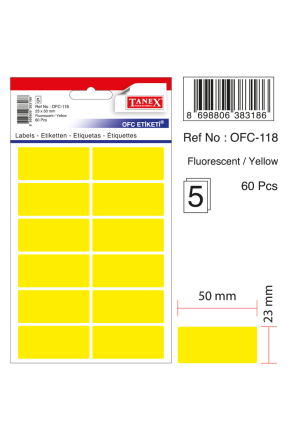Tanex Ofc-118 Flo Sarı Ofis Etiketi