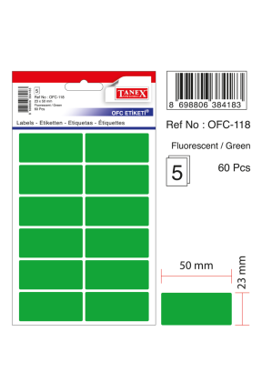 Tanex Ofc-118 Flo Yeşil Ofis Etiketi
