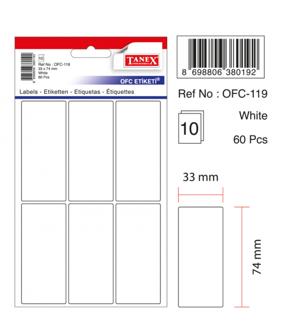 Tanex Ofc-119 White Office Label
