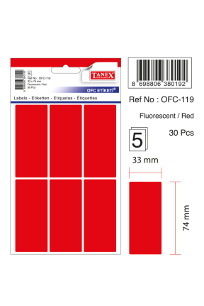 Tanex Ofc-119 Flo Kırmızı Ofis Etiketi