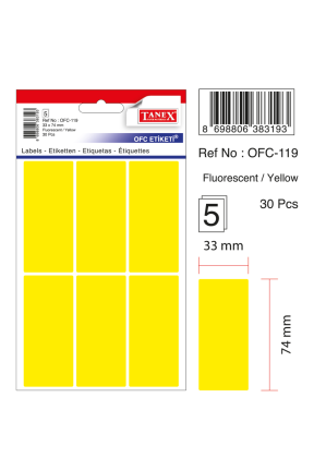 Tanex Ofc-119 Flo Sarı Ofis Etiketi