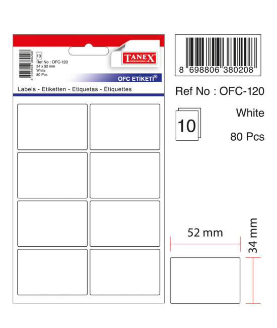 Tanex Ofc-120 Beyaz Ofis Etiketi