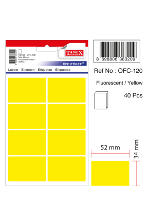 Tanex Ofc-120 Flo Sarı Ofis Etiketi