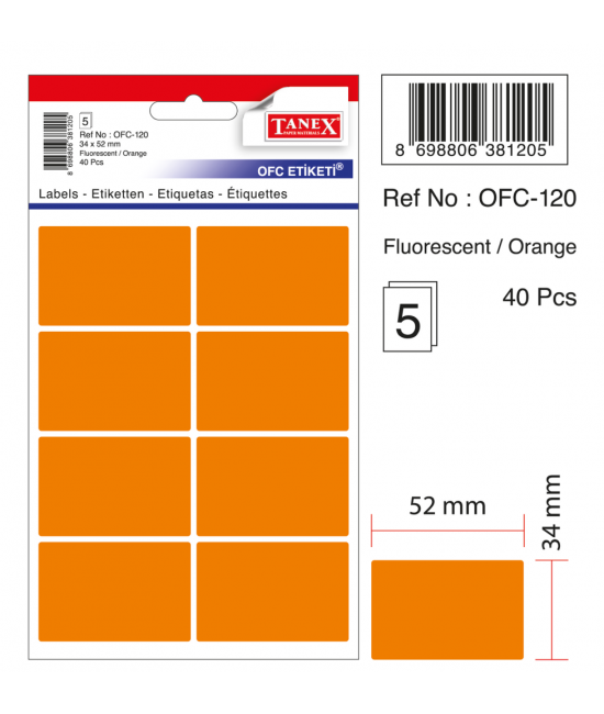 Tanex Ofc-120 Flo Orange Office Label