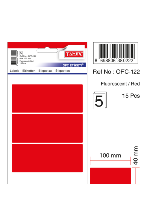 Tanex Ofc-122 Flo Kırmızı Ofis Etiketi