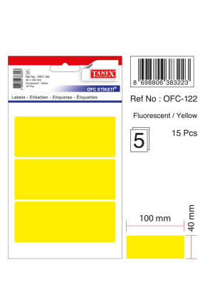 Tanex Ofc-122 Flo Sarı Ofis Etiketi