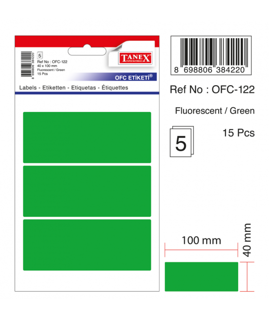 Tanex Ofc-122 Flo Yeşil Ofis Etiketi