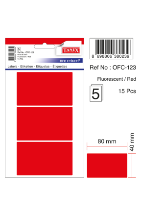 Tanex Ofc-123 Flo Kırmızı Ofis Etiketi