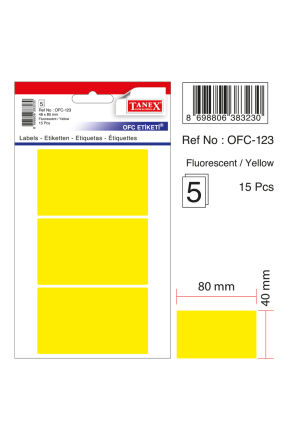 Tanex Ofc-123 Flo Sarı Ofis Etiketi