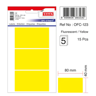 Tanex Ofc-123 Flo Sarı Ofis Etiketi