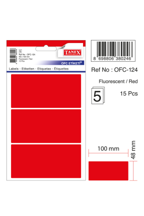 Tanex Ofc-124 Flo Kırmızı Ofis Etiketi