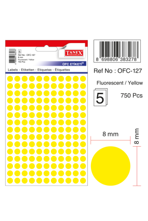 Tanex Ofc-127 Flo Sarı Ofis Etiketi