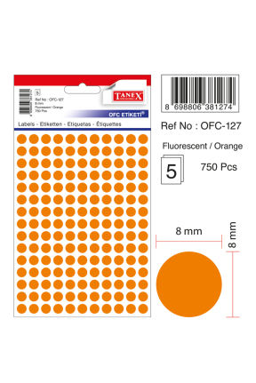 Tanex Ofc-127 Flo Turuncu Ofis Etiketi