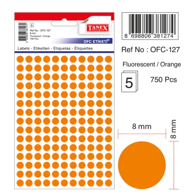 Tanex Ofc-127 Flo Turuncu Ofis Etiketi