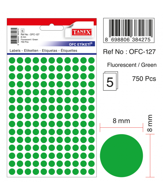 Tanex Ofc-127 Flo Yeşil Ofis Etiketi
