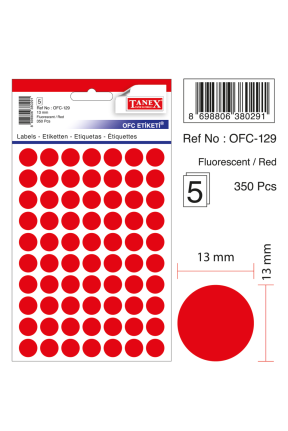 Tanex Ofc-129 Flo Kırmızı Ofis Etiketi