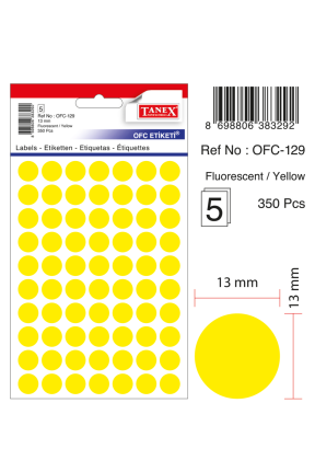 Tanex Ofc-129 Flo Sarı Ofis Etiketi