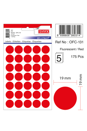 Tanex Ofc-131 Flo Kırmızı Ofis Etiketi