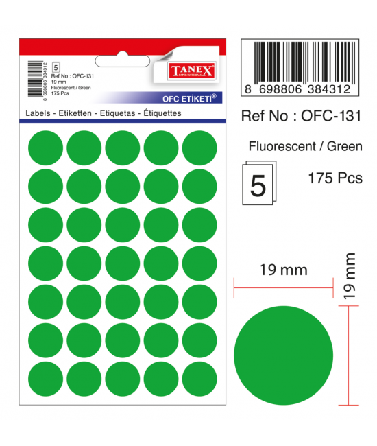 Tanex Ofc-131 Flo Yeşil Ofis Etiketi