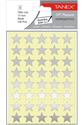 Tanex Ofc-143 Silver Yıldız Etiketi 17mm 84 Lü Paket