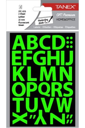 Tanex Stc-553 Harf Etiketi 23mm Flo Yeşil 2 Li Paket