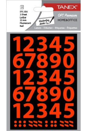 Tanex Stc-556 Rakam Etiketi 23mm Flo Kırmızı 2 Li Paket