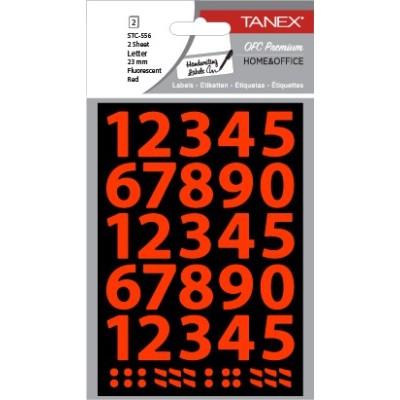 Tanex Stc-556 Rakam Etiketi 23mm Flo Kırmızı 2 Li Paket
