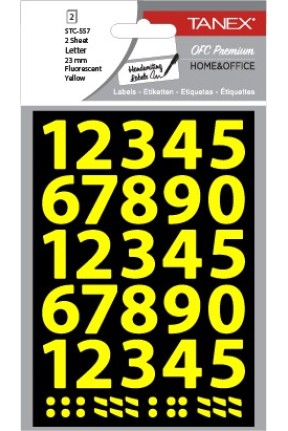 Tanex Stc-557 Rakam Etiketi 23mm Flo Sarı 2 Li Paket