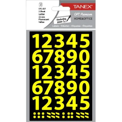 Tanex Stc-557 Rakam Etiketi 23mm Flo Sarı 2 Li Paket