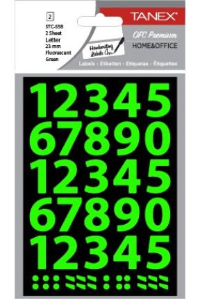 Tanex Stc-558 Rakam Etiketi 23mm Flo Yeşil 2 Li Paket