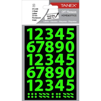 Tanex Stc-558 Rakam Etiketi 23mm Flo Yeşil 2 Li Paket