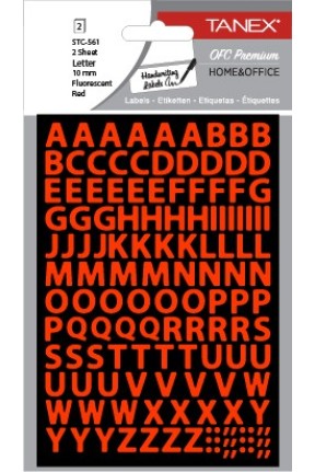 Tanex Stc-561 Harf Etiketi 10mm Flo Kırmızı 2 Li Paket