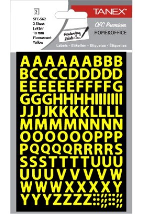 Tanex Stc-562 Harf Etiketi 10mm Flo Sarı 2 Li Paket