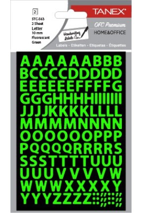 Tanex Stc-563 Harf Etiketi 10mm Flo Yeşil 2 Li Paket