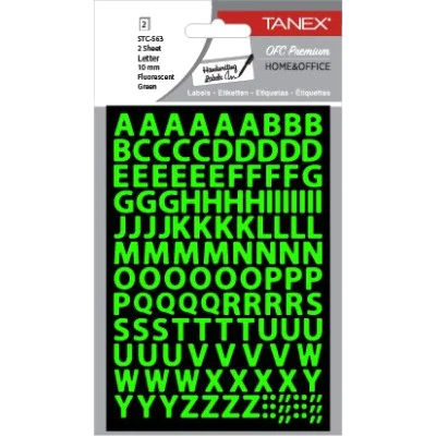 Tanex Stc-563 Harf Etiketi 10mm Flo Yeşil 2 Li Paket Tanex Stc-563 Harf Etiketi 10mm Flo Yeşil 2 Li Paket