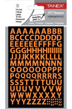 Tanex Stc-565 Harf Etiketi 10mm Flo Turuncu 2 Li Paket