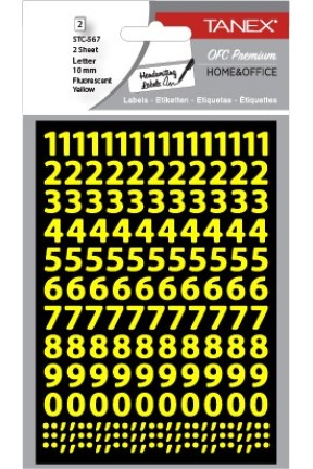 Tanex Stc-567 Rakam Etiketi 10mm Flo Sarı 2 Li Paket Tanex Stc-567 Rakam Etiketi 10mm Flo Sarı 2 Li Paket