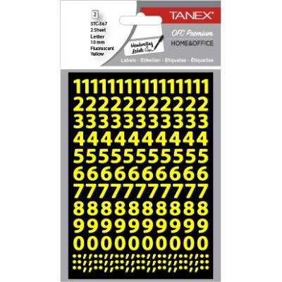 Tanex Stc-567 Rakam Etiketi 10mm Flo Sarı 2 Li Paket