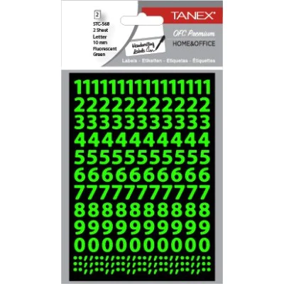 Tanex Stc-568 Rakam Etiketi 10mm Flo Yeşil 2 Li Paket Tanex Stc-568 Rakam Etiketi 10mm Flo Yeşil 2 Li Paket