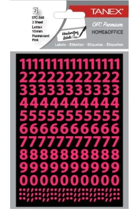 Tanex Stc-569 Rakam Etiketi 10mm Flo Pembe 2 Li Paket