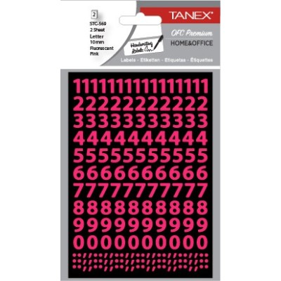 Tanex Stc-569 Rakam Etiketi 10mm Flo Pembe 2 Li Paket