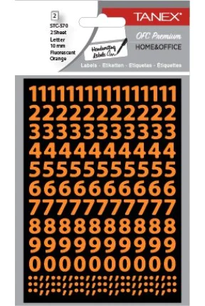 Tanex Stc-570 Rakam Etiketi 10mm Flo Turuncu 2 Li Paket