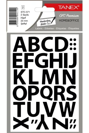 Tanex Stc-571 Harf Etiketi 23mm Şeffaf 2 Li Paket