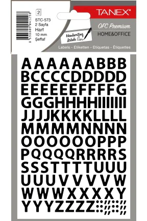 Tanex Stc-573 Harf Etiketi 10mm Şeffaf 2 Li Paket