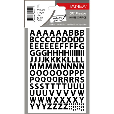 Tanex Stc-573 Harf Etiketi 10mm Şeffaf 2 Li Paket