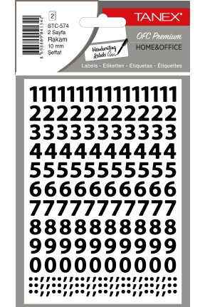 Tanex Stc-574 Rakam Etiketi 10mm Şeffaf 2 Li Paket Tanex Stc-574 Rakam Etiketi 10mm Şeffaf 2 Li Paket
