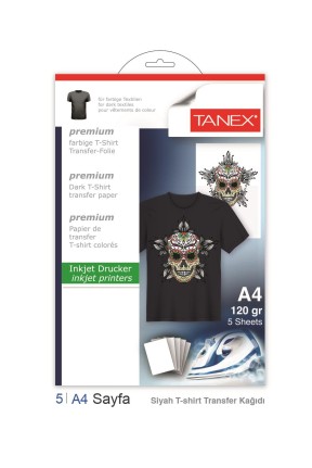 Tanex T-Shirt Transfer Baskı Kağıdı A4 Koyu Renkler 5 Sayfa