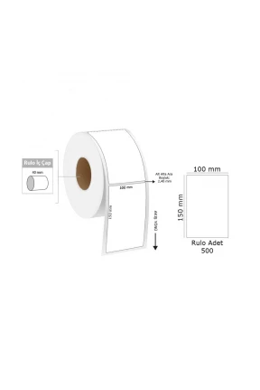 Tanex Termal Yazıcı Etiketi Rulo 100x150 mm 500 Adet